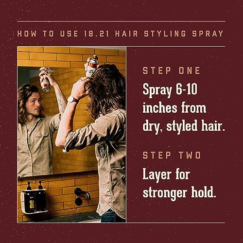 18.21 Man Made Premium Hair Spray for Men - All-Day Flexible Hold with Matte Finish, Sweet Tobacco Scent, 10 oz Avelisse
