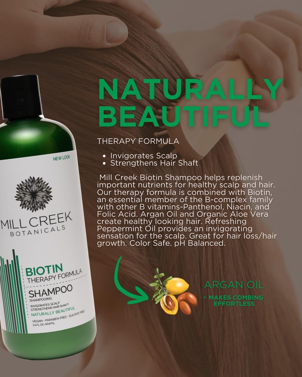 Mill Creek Biotin Shampoo – 14 Fl Oz (Pack of 2) – Nourishing & Strengthening Formula Avelisse