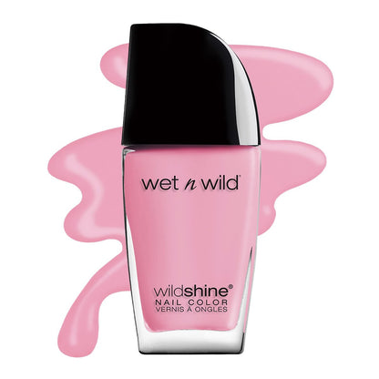 wet n wild Wild Shine Nail Color – Tickled Pink, High-Shine Finish, 0.41 fl oz