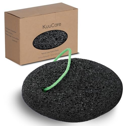 KuuCare Natural Earth Lava Pumice Stone for Feet - Foot Callus Remover, Heel Exfoliator & Dead Skin Scrubber (Black, 1 Pack) - görsel 2