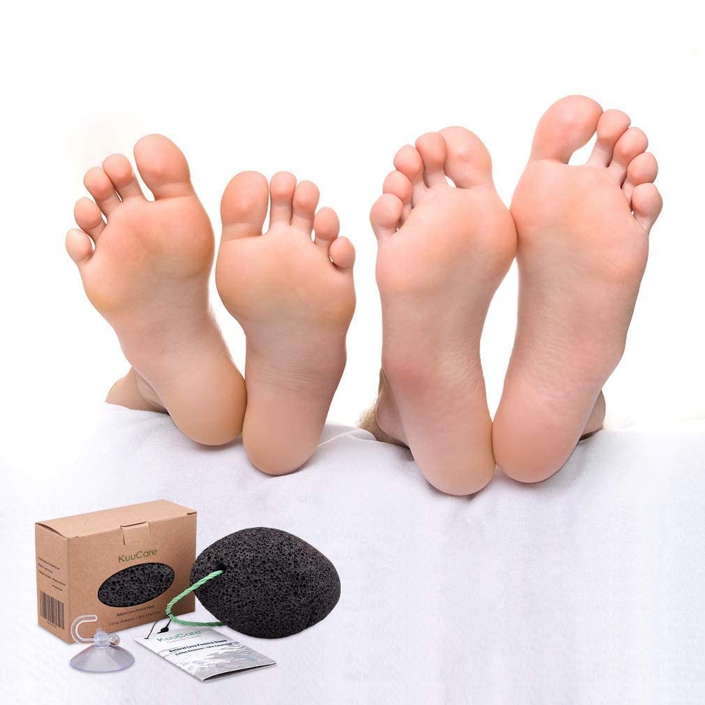 KuuCare Natural Earth Lava Pumice Stone for Feet - Foot Callus Remover, Heel Exfoliator & Dead Skin Scrubber (Black, 1 Pack) - görsel 13