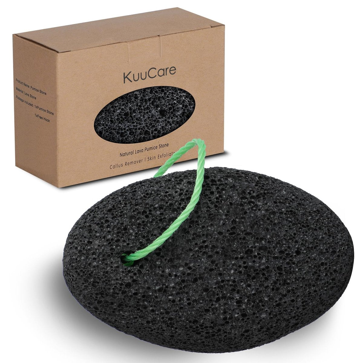 KuuCare Natural Earth Lava Pumice Stone for Feet - Foot Callus Remover, Heel Exfoliator & Dead Skin Scrubber (Black, 1 Pack) - görsel 1