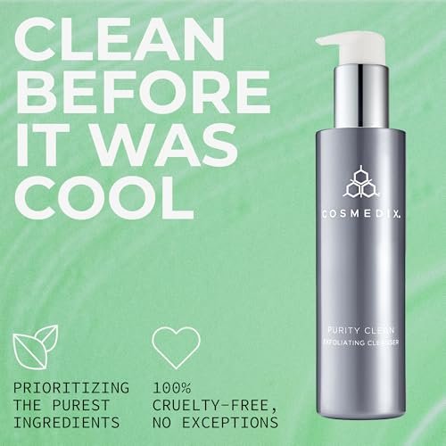 COSMEDIX Purity Clean Exfoliating Facial Cleanser – Moisture-Rich Rejuvenating Face Wash for Fine Lines & Uneven Skin Tone – Essential Oils for Radiant, Even Complexion – 150 ml / 5 fl oz Avelisse