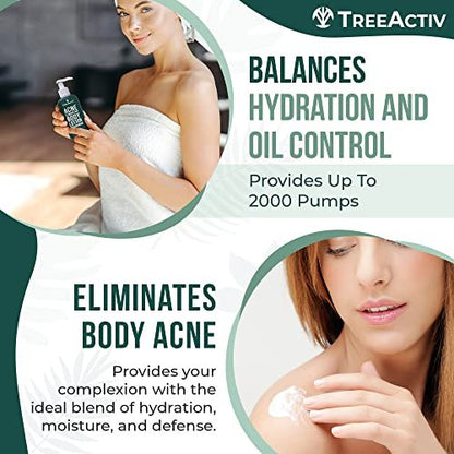 TreeActiv Acne Eliminating Body Lotion - Cucumber Mint Scent, 8 fl oz - Clears Body, Back, Butt and Shoulder Acne - Anti-Acne Moisturizer - Prevents Future Breakouts Avelisse