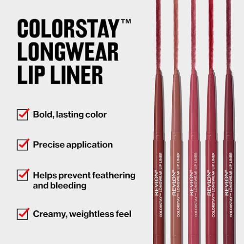 Revlon Colorstay Lip Liner – Longwear, Smooth Application, Built-in Sharpener, 670 Wine, 0.01 oz - görsel 6