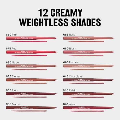 Revlon Colorstay Lip Liner – Longwear, Smooth Application, Built-in Sharpener, 670 Wine, 0.01 oz - görsel 14