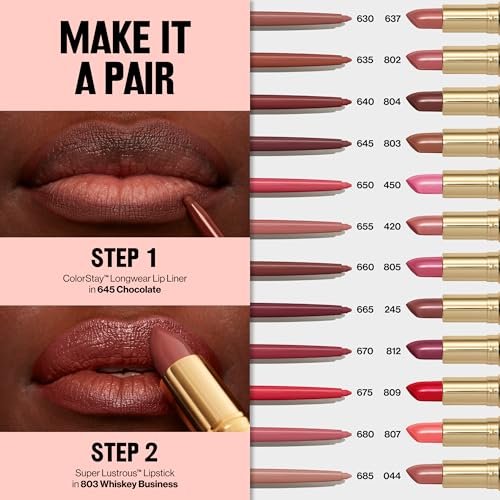 Revlon Colorstay Lip Liner with Built-In Sharpener - Longwear Red Lip Liner, 675 Red, 0.01 oz - görsel 13