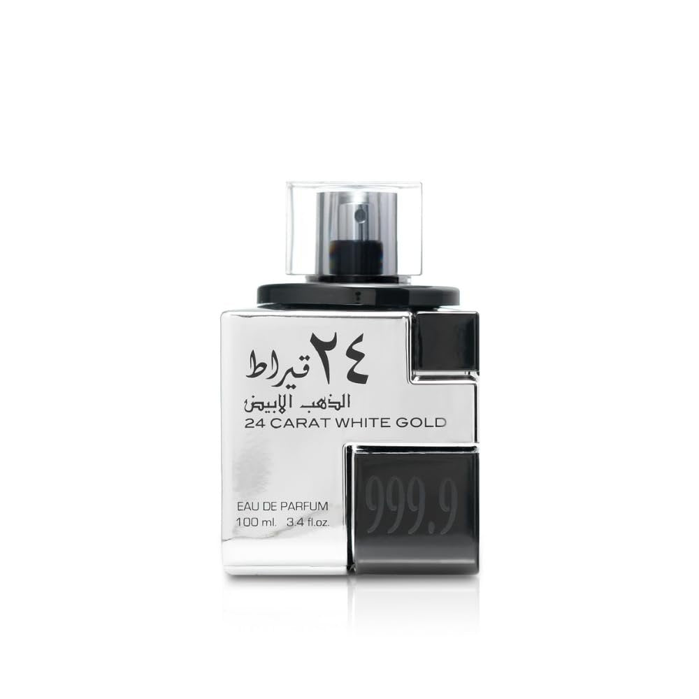 Lattafa 24 Carat White Gold Eau de Parfum – Fresh, Spicy, Woody Unisex Fragrance, 3.4 oz / 100 ml Avelisse