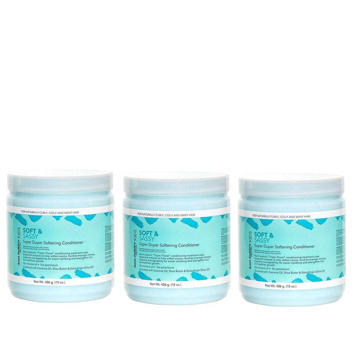 Aunt Jackie's Girls Soft and Sassy Super Duper Softening Conditioner, 15 oz (Pack of 3) - görsel 1