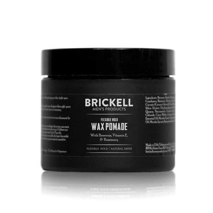 Brickell Men's Flexible Hold Wax Pomade - Natural & Organic Hair Styling for Men, 2 oz