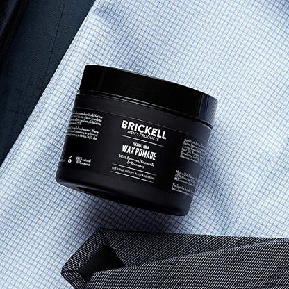 Brickell Men's Flexible Hold Wax Pomade - Natural & Organic Hair Styling for Men, 2 oz