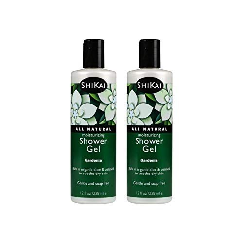 ShiKai Daily Moisturizing Shower Gel - Gardenia, 12 oz (Pack of 2) - Gentle Formula with Aloe Vera & Oatmeal for Soft, Healthy Skin - Dry Skin Relief Avelisse