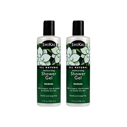 ShiKai Daily Moisturizing Shower Gel - Gardenia, 12 oz (Pack of 2) - Gentle Formula with Aloe Vera & Oatmeal for Soft, Healthy Skin - Dry Skin Relief Avelisse