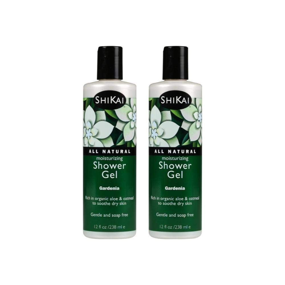 ShiKai Daily Moisturizing Shower Gel - Gardenia, 12 oz (Pack of 2) - Gentle Formula with Aloe Vera & Oatmeal for Soft, Healthy Skin - Dry Skin Relief Avelisse