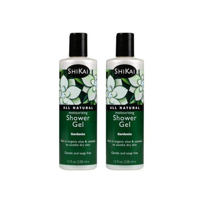 ShiKai Daily Moisturizing Shower Gel - Gardenia, 12 oz (Pack of 2) - Gentle Formula with Aloe Vera & Oatmeal for Soft, Healthy Skin - Dry Skin Relief Avelisse