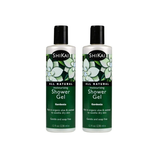 ShiKai Daily Moisturizing Shower Gel - Gardenia, 12 oz (Pack of 2) - Gentle Formula with Aloe Vera & Oatmeal for Soft, Healthy Skin - Dry Skin Relief Avelisse