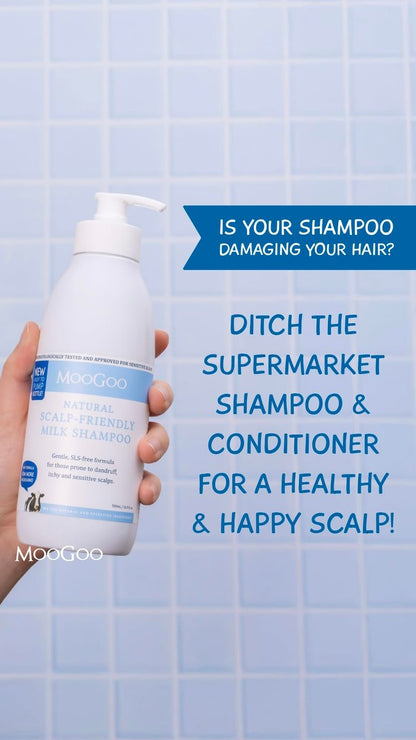 MooGoo Milk Shampoo - Gentle Sulfate-Free Formula for Itchy, Dry, Sensitive Scalps Prone to Eczema & Psoriasis – 16.9 fl oz Avelisse