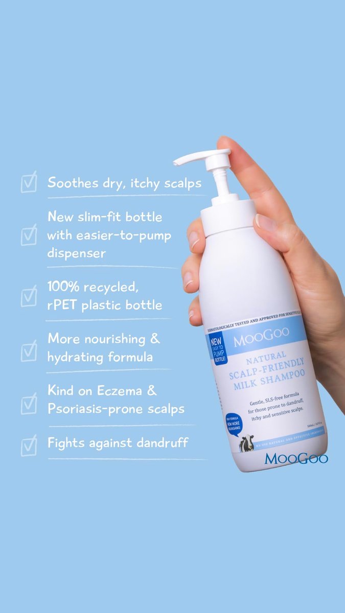 MooGoo Milk Shampoo - Gentle Sulfate-Free Formula for Itchy, Dry, Sensitive Scalps Prone to Eczema & Psoriasis – 16.9 fl oz Avelisse