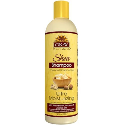 OKAY Shea Ultra Moisturizing Shampoo - 12 oz | Sulfate-Free Hydrating Formula for Dry, Damaged Hair