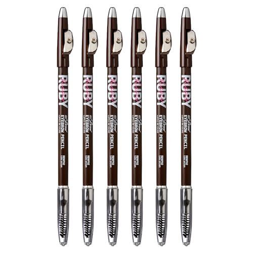 Ruby Kisses Go Brow Eyebrow Wooden Pencil - Dark Brown (6-Pack) for Natural, Defined Brows - görsel 2
