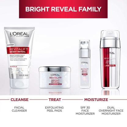 L'Oréal Paris Revitalift Bright Reveal Anti-Aging Exfoliating Peel Pads with Glycolic Acid, Reduce Wrinkles & Brighten Skin, 30 Count Avelisse