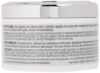 L'Oréal Paris Revitalift Bright Reveal Anti-Aging Exfoliating Peel Pads with Glycolic Acid, Reduce Wrinkles & Brighten Skin, 30 Count Avelisse