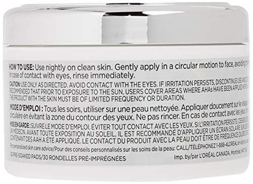 L'Oréal Paris Revitalift Bright Reveal Anti-Aging Exfoliating Peel Pads with Glycolic Acid, Reduce Wrinkles & Brighten Skin, 30 Count Avelisse