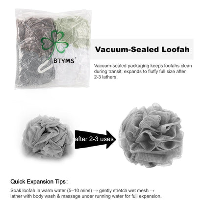 BTYMS Bath Sponge Shower Loofahs 60g Mesh Pouf Bath Scrunchies Body Wash Puff - Pack of 4