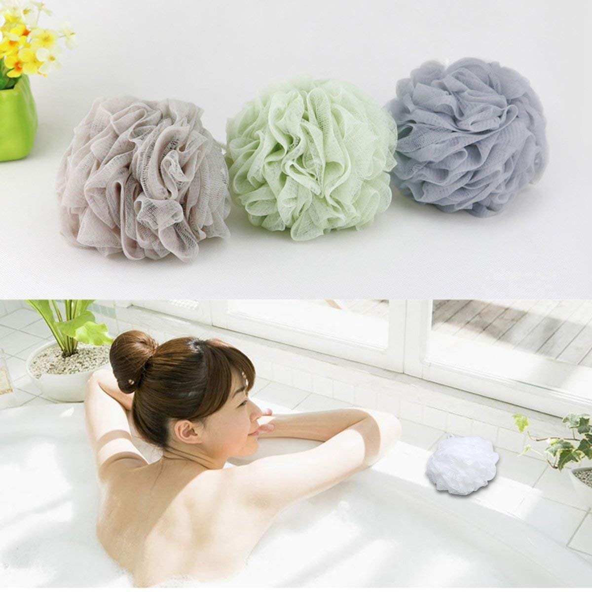 BTYMS Bath Sponge Shower Loofahs 60g Mesh Pouf Bath Scrunchies Body Wash Puff - Pack of 4 - görsel 15