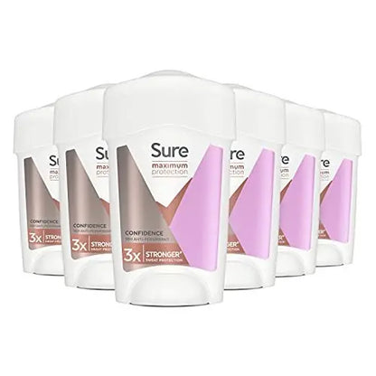 Sure Women Maximum Protection Confidence Antiperspirant Cream Stick, 45 ml (Pack of 6) Avelisse