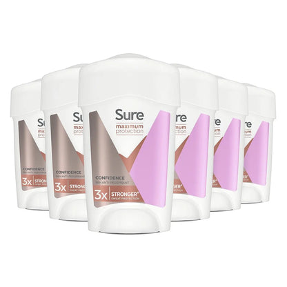 Sure Women Maximum Protection Confidence Antiperspirant Cream Stick, 45 ml (Pack of 6) Avelisse
