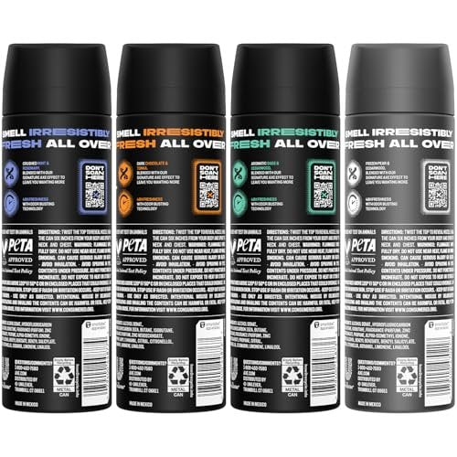 AXE Aluminum-Free Body Spray XL Variety 8-Pack – Dark Temptation, Black, Apollo, Phoenix – 48H Odor Protection, 5.1 Fl Oz Each Avelisse