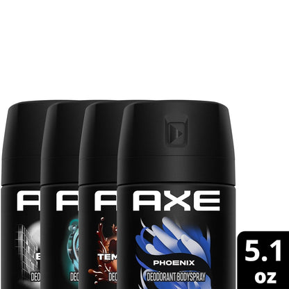 AXE Aluminum-Free Body Spray XL Variety 8-Pack – Dark Temptation, Black, Apollo, Phoenix – 48H Odor Protection, 5.1 Fl Oz Each Avelisse