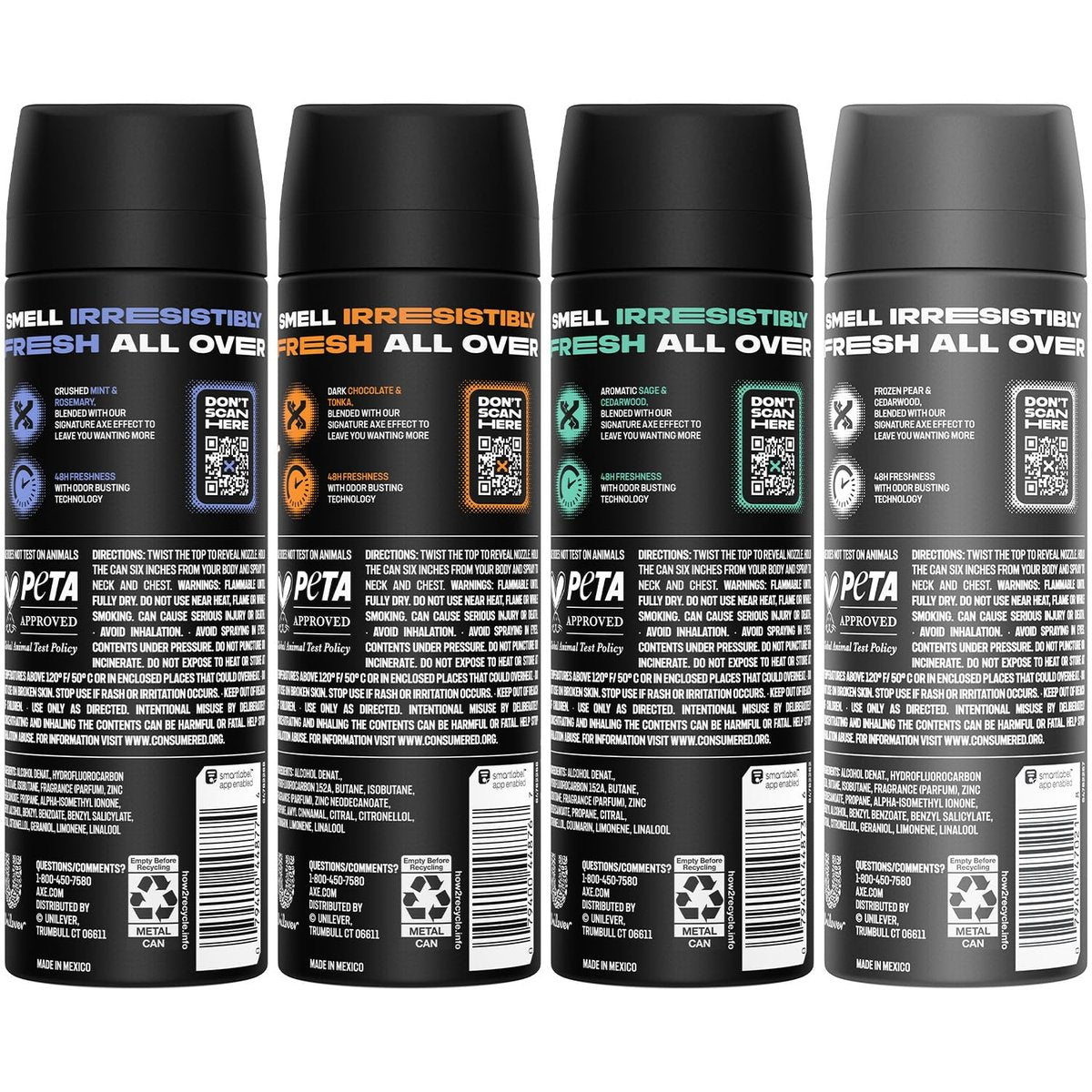 AXE Aluminum-Free Body Spray XL Variety 8-Pack – Dark Temptation, Black, Apollo, Phoenix – 48H Odor Protection, 5.1 Fl Oz Each Avelisse