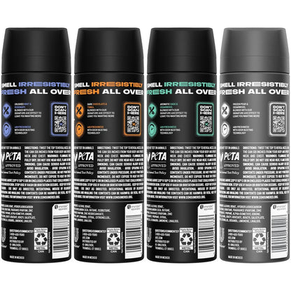 AXE Aluminum-Free Body Spray XL Variety 8-Pack – Dark Temptation, Black, Apollo, Phoenix – 48H Odor Protection, 5.1 Fl Oz Each Avelisse