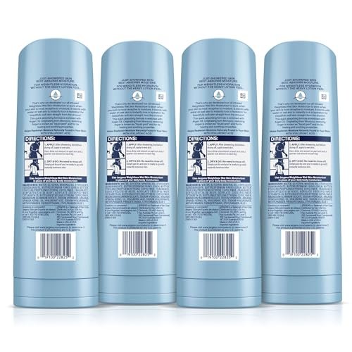 Jergens Wet Skin Body Moisturizer with Restoring Argan Oil, 10 oz (Pack of 4) – Fast-Absorbing, Non-Greasy, Dermatologist Tested Avelisse