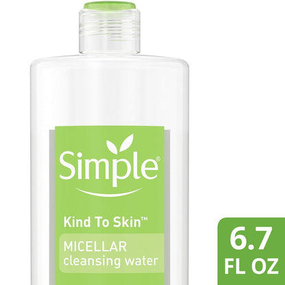 Simple Kind to Skin Cleansing Water Micellar 6.7 oz – Gentle Makeup Remover & Facial Cleanser for Sensitive Skin