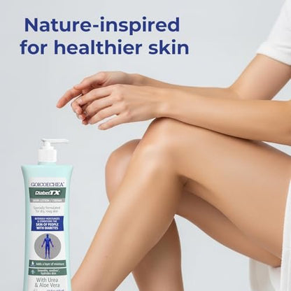 Goicoechea Diabet TX Diabetic Lotion with Urea for Dry Skin | Soothing Hydrating Cream with Aloe, Oatmeal & Vitamin E for Hands, Elbows, Feet & Body | Extra Dry Skin Support, 13.5 Oz | 1-Pack