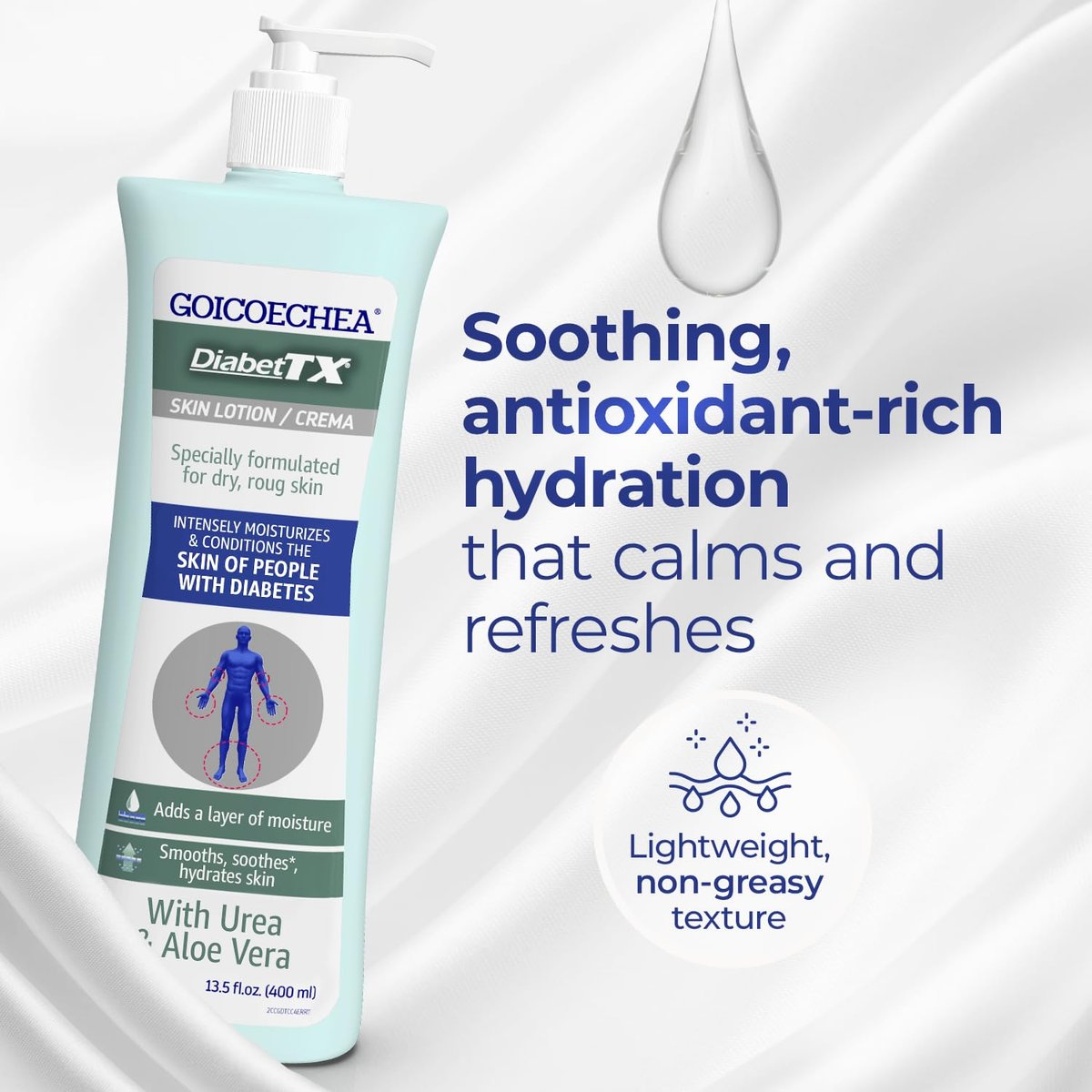 Goicoechea Diabet TX Diabetic Lotion with Urea for Dry Skin | Soothing Hydrating Cream with Aloe, Oatmeal & Vitamin E for Hands, Elbows, Feet & Body | Extra Dry Skin Support, 13.5 Oz | 1-Pack - görsel 12