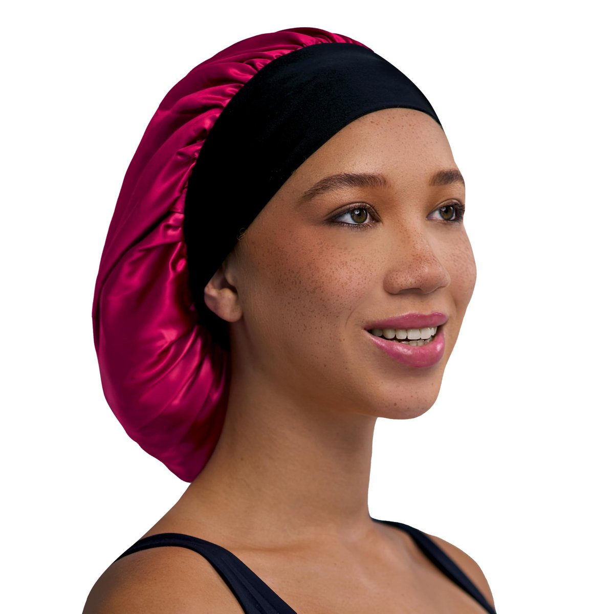 Evolve Fuchsia Satin Wide Edge Bonnet - Pink Polyester Hair Bonnet for Sleeping, 1 Count - görsel 5