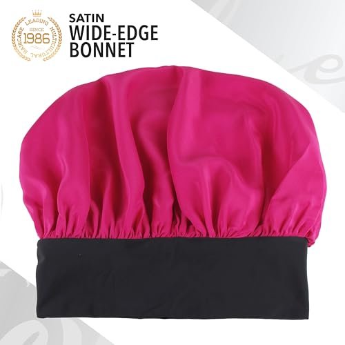 Evolve Fuchsia Satin Wide Edge Bonnet - Pink Polyester Hair Bonnet for Sleeping, 1 Count - görsel 8