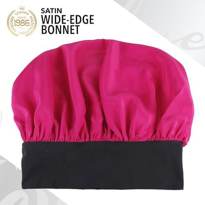 Evolve Fuchsia Satin Wide Edge Bonnet - Pink Polyester Hair Bonnet for Sleeping, 1 Count