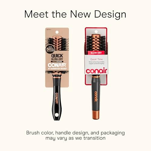 Conair Quick Dry Copper Round Hair Brush - Blow Out Styler for Voluminous Looks, Nylon & Boar Bristles, Fast Drying - görsel 3
