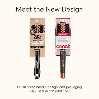Conair Quick Dry Copper Round Hair Brush - Blow Out Styler for Voluminous Looks, Nylon & Boar Bristles, Fast Drying