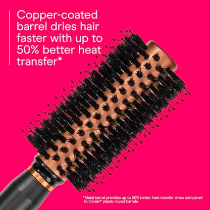 Conair Quick Dry Copper Round Hair Brush - Blow Out Styler for Voluminous Looks, Nylon & Boar Bristles, Fast Drying