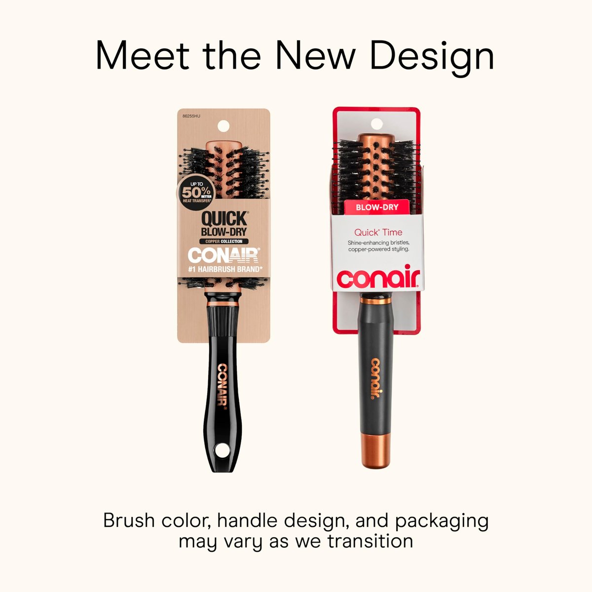 Conair Quick Dry Copper Round Hair Brush - Blow Out Styler for Voluminous Looks, Nylon & Boar Bristles, Fast Drying - görsel 4