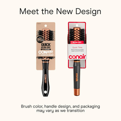 Conair Quick Dry Copper Round Hair Brush - Blow Out Styler for Voluminous Looks, Nylon & Boar Bristles, Fast Drying