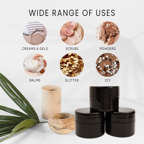Beauticom 12 Pack 7G/7ml (0.25oz) Black Double Wall Plastic Jars with Foam Lined Lid for Lotion, Creams, Toners, Lip Balms, Makeup Samples - BPA Free - görsel 10
