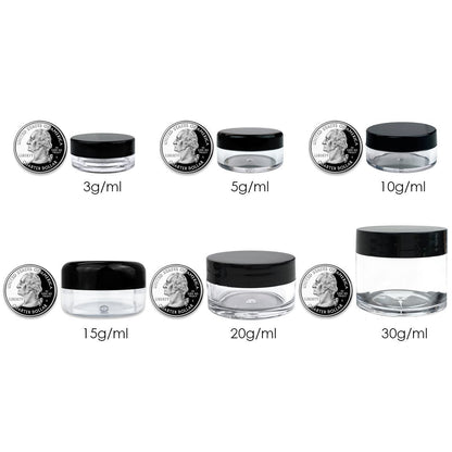 Beauticom 12 Pack 7G/7ml (0.25oz) Black Double Wall Plastic Jars with Foam Lined Lid for Lotion, Creams, Toners, Lip Balms, Makeup Samples - BPA Free