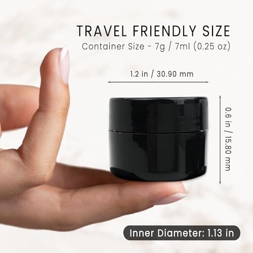 Beauticom 12 Pack 7G/7ml (0.25oz) Black Double Wall Plastic Jars with Foam Lined Lid for Lotion, Creams, Toners, Lip Balms, Makeup Samples - BPA Free - görsel 4